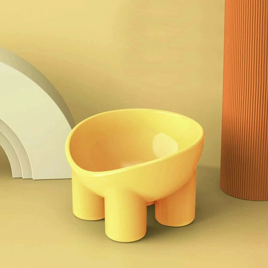 Raised Plastic Cat Food Bowl – Anti - Vomiting Tilted Feeder for Cats | Ergonomic Design in 3 Colors (13.8×13.4×9cm) - LüvLitter