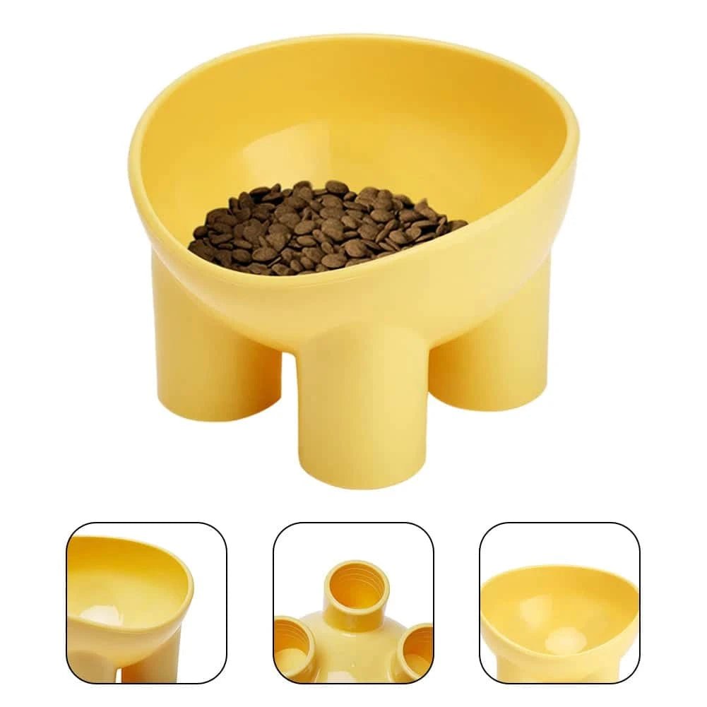 Raised Plastic Cat Food Bowl – Anti - Vomiting Tilted Feeder for Cats | Ergonomic Design in 3 Colors (13.8×13.4×9cm) - LüvLitter