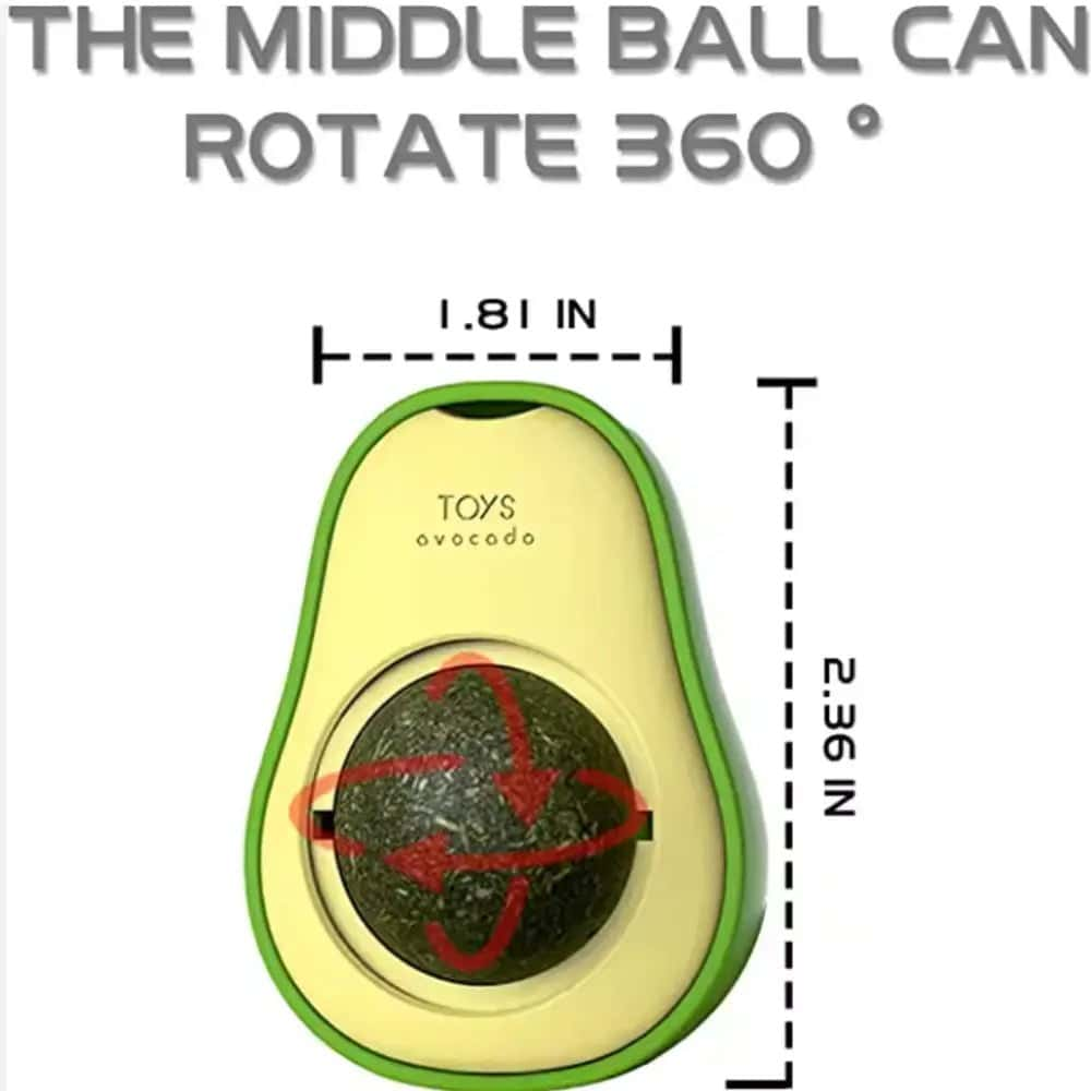 Rotating Catnip Licking Toy – Edible Best Refillable Catnip Toys Avocado Wall Ball for Kittens & Cats - LüvLitter